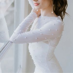 Untamed Petals Sheer Pearl Bodycon Dress